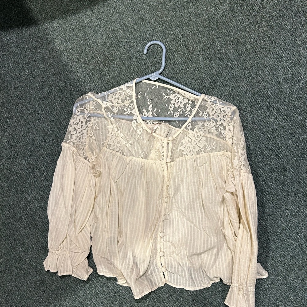 White lace free people shirt